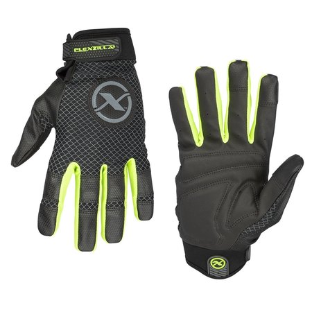 LEGACY Flexzilla? High Dexterity FlexFit Gloves, Polyurethane Palm, Black/ZillaGreen?, L GH360L